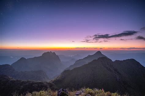 Premium Photo Mountain Range With Stars In Twilight At Wildlife