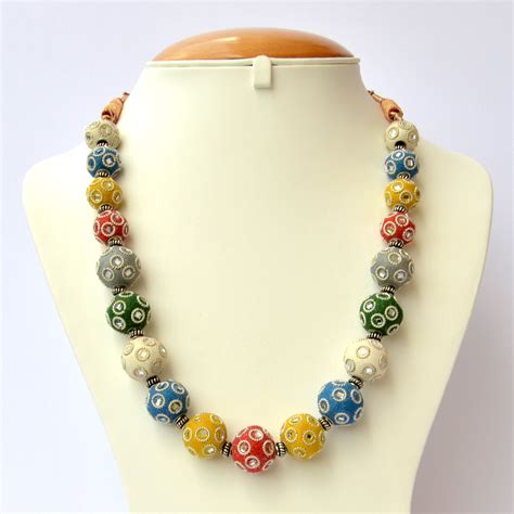 Handmade Necklace With Multicolor Beads Maruti Beads