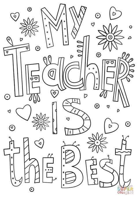 My Teacher Is The Best Doodle Coloring Page From Teacher Appreciat