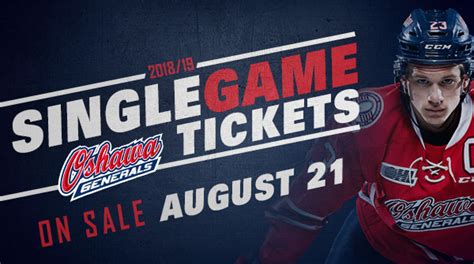 Single Game Tickets Go On Sale August 21st Oshawa Generals