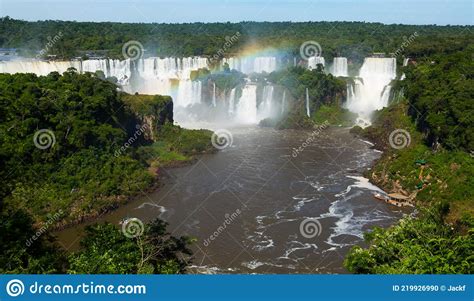 Waterfall Cataratas Del Iguazu On Iguazu River Brazil Stock Photo