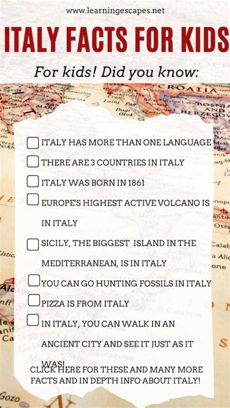 Fun And Interesting Facts About Italy For Kids Italy Facts Your Kids