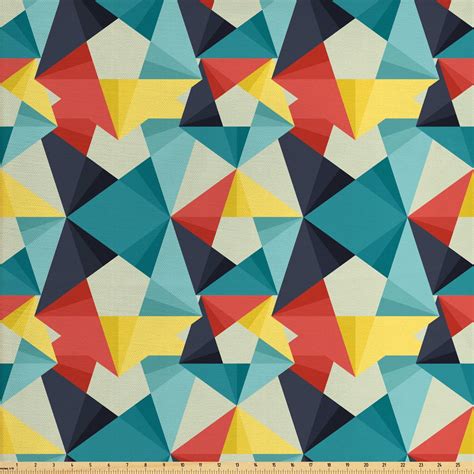 Abstract Fabric By The Yard Colorful Geometric Triangles Fractal
