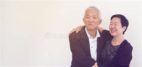 Asian Senior Elderly Couple Happy Business Owner Hugging Each Other