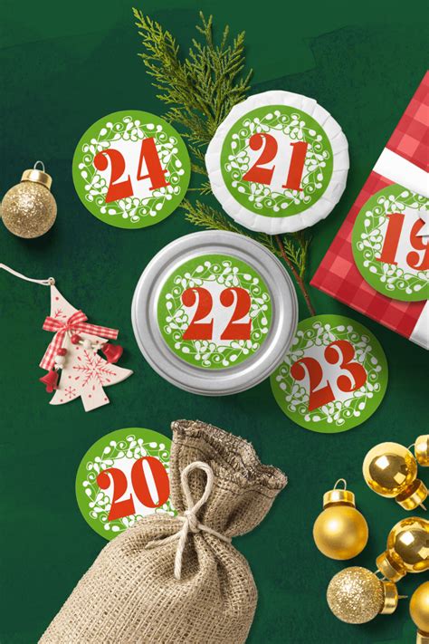 Printable Green Advent Calendar Numbers 1 25 Ornate Circles