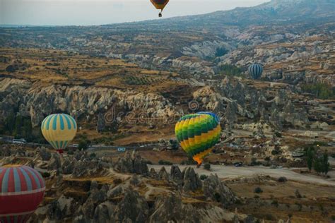 Goreme Turkey Colorful Hot Air Balloons Fly Over Cappadocia Goreme