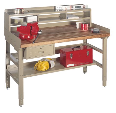 GRAINGER APPROVED Bolted Workbench With Riser Butcher Block 30 Depth