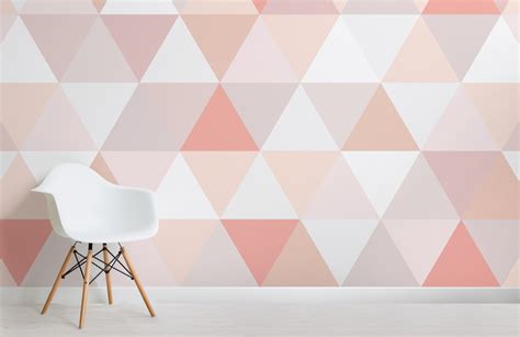 Pink Nude Triangle Pattern Wallpaper Mural Hovia UK