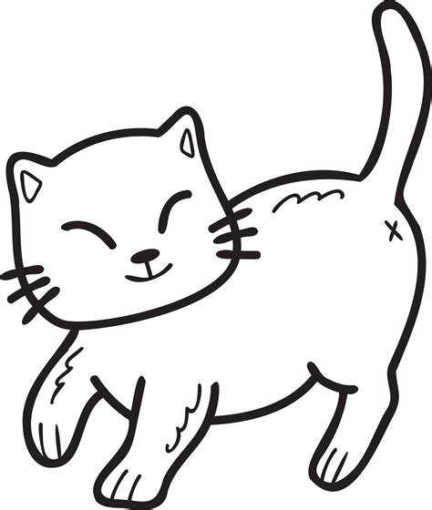 Hand Drawn Walking Cat Illustration In Doodle Style 17303300 Png