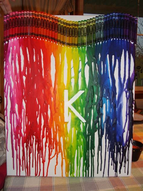 Wavy Melted Crayon Art With Initial Crafts Pinterest