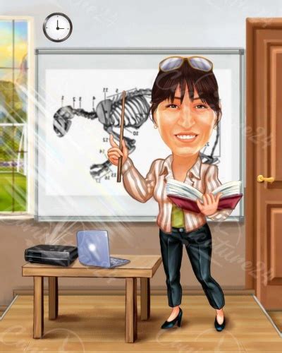 Personal Female Teacher Caricature Cartoon Caricature From Photo