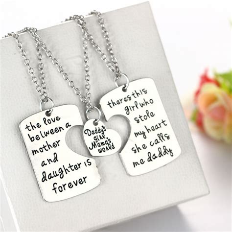 Who can make gifts for her. 3pc/set Dad Daughter Mother Pendant Necklace Best Gift ...