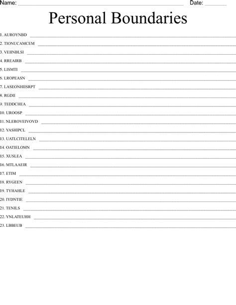 Printable Personal Boundaries Worksheet Customize And Print