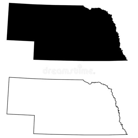 Nebraska Black Map On White Background Outline Map Of Nebraska Sign