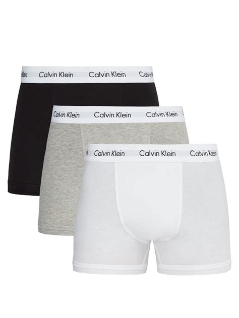 Calvin Klein Pack Of Three Stretch Cotton Boxer Trunks In Black For Men