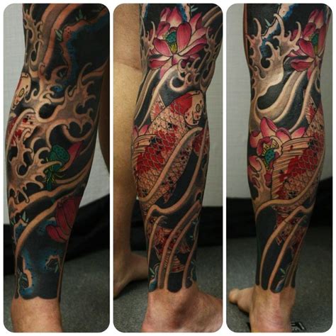 japanese fish leg tattoo Татуировки ног Тату для парня Религиозные тату