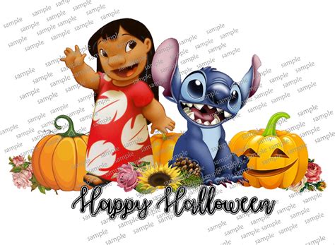 Lilo Stitch Happy Halloween Sublimation Art Png Download Dtg Etsy
