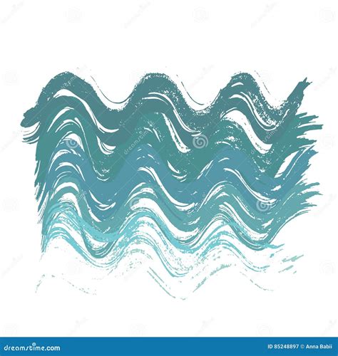 Blue Ink Vector Wave Brush Strokes Vector Illustration Grunge