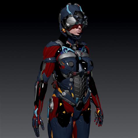 Sci Fi Female Character V2 3d Model Female Armor Sci Fi Cyberpunk