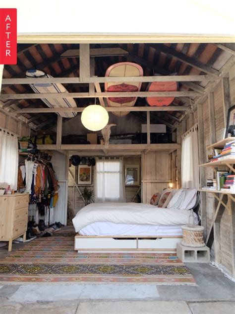 Maintain at least 7 1/2 feet of minimum ceiling height. Before & After: From Grimy Garage to Glamping Bedroom ...