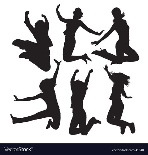 Jumping People Silhouettes Royalty Free Vector Image