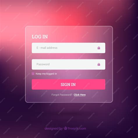 Premium Vector Blurry Pink Login Form