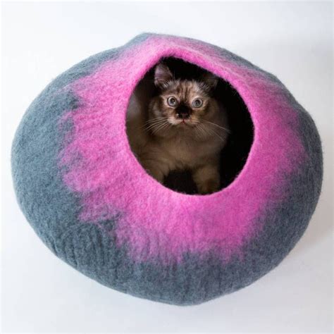 Cat Cave Co Luxury Felted Wool Hand Made Cat Beds In 2020 Wool Cat