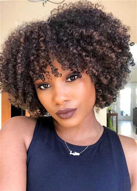African American Wigs Women Afro Curly Synthetic Hair Capless Inche