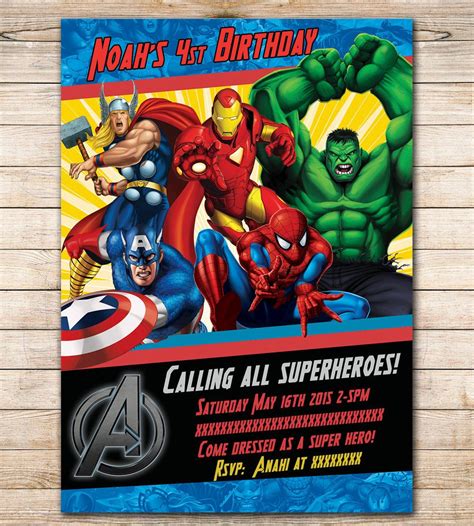 50 Off Sale Comic Marvel Birthday Invitation Party Avengers Marvel