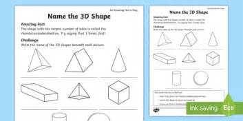 Names Of 3d Shapes Worksheet Maths Resource Twinkl