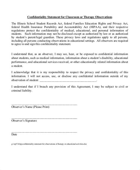 Free 10 Sample Confidentiality Statement Templates In Pdf Ms Word
