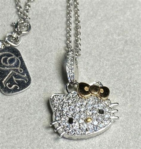Hello Kitty 18k White Gold Diamond Pendant Chain Necklace Kimora Lee