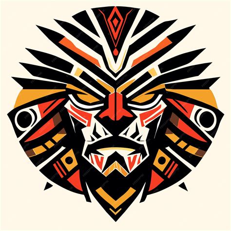 Premium Vector | Tribal shamanic head tattoo ignited by abstract euphoria