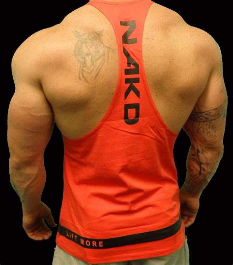 Nakd Red Full T Back Racerback Y Back Bodybuilding Mens Gym Singlet