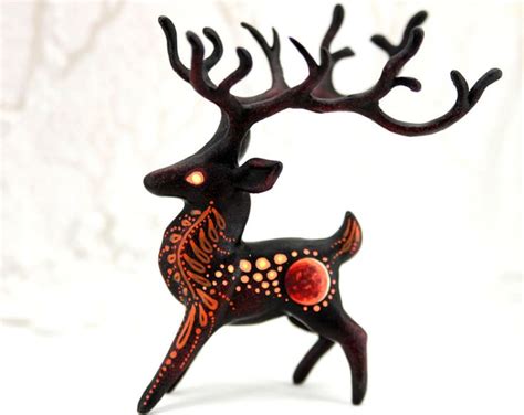Night Deer By Hontor On Deviantart Animal Figurines Painted Antlers