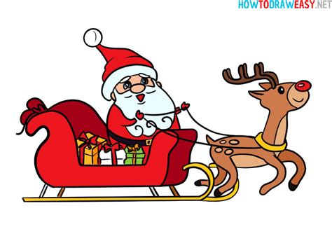 How To Draw Santa Claus On A Sleigh How To Draw Easy