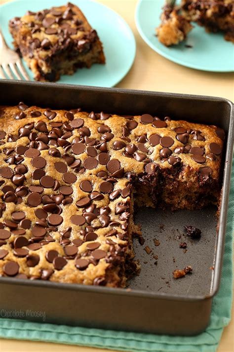 It is quick and delicious! Banana Chocolate Chip Snack Cake