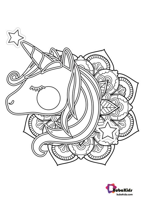 Trending coloring pages for girls easy and cute : Cute Unicorn Mandala Coloring Page - BubaKids.com