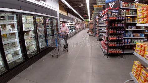 Walmart Grocery Store Interior People Shopping By Milk Editorial