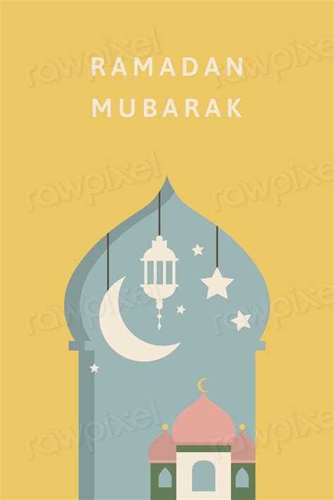 Ramadan Mubarak Card With Mosque Premium Vector Rawpixel