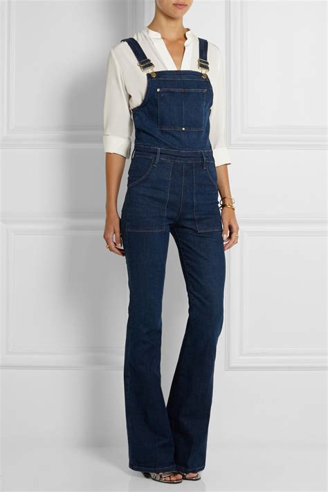 Lyst Frame Le High Flared Stretch Denim Overalls In Blue
