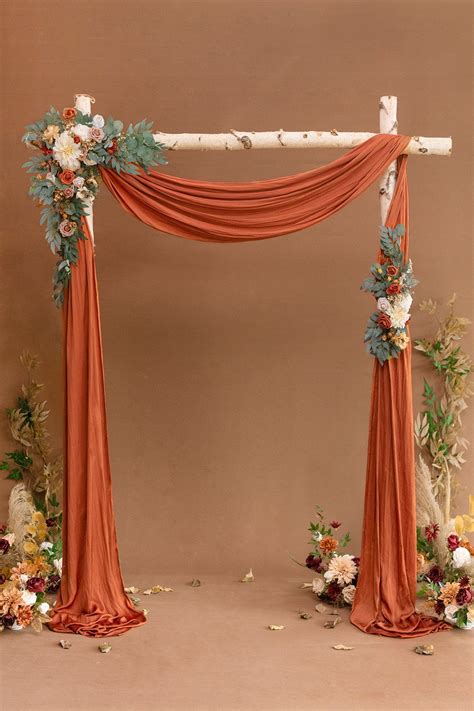 Flower Arch Décor With Drape Set Of 2 Fall Terracotta Wedding
