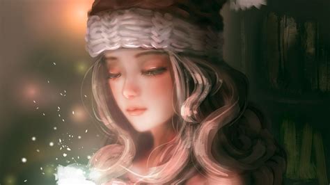 Anime Girl With Hat Glow Background Hd Anime Girl Wallpapers Hd