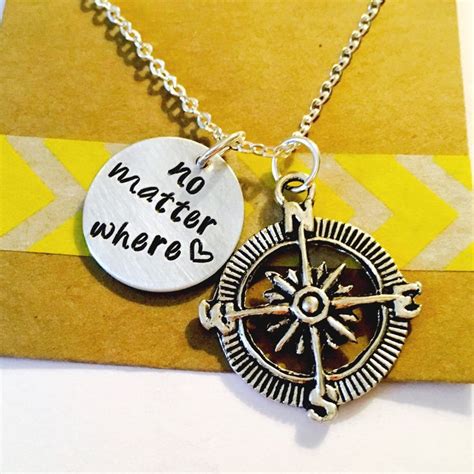 No Matter Where Necklace Long Distance Necklace Hand Stamped Sisters