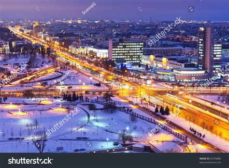 Night Winter Panorama Minsk Belarus Stock Photo 69199885 Shutterstock