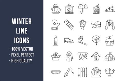Premium Vector Winter Line Icons