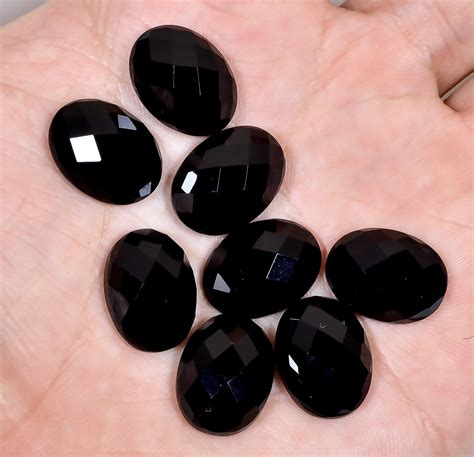 8 Pieces Lot Black Onyx Faceted Loose Gemstone 12x16mm Oval Etsy