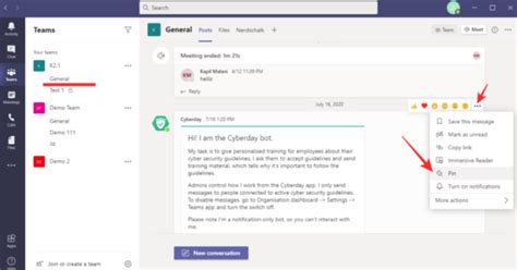 How To Pin A Message On Microsoft Teams