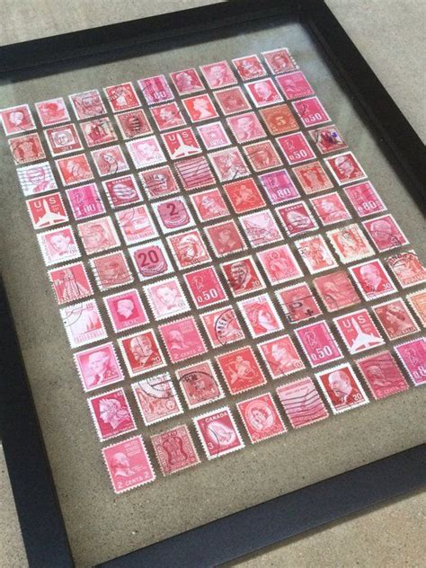 Postage Stamp Wall Art Red Valentines Day Pink Unique T Etsy