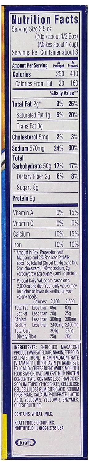 Kraft Macaroni And Cheese Nutrition Facts Nutritionwalls